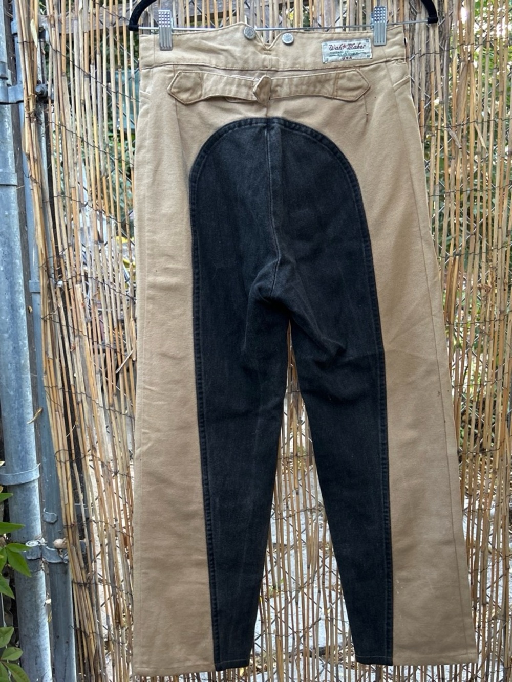 Vintage Wah Maker USA Frontier Two-Tone Slim Straight Pants in Black & Tan